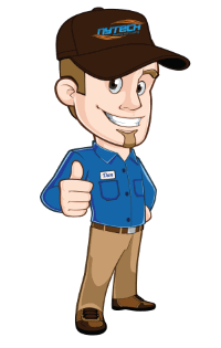 Cartoon Nytech mascot giving a thumbs up